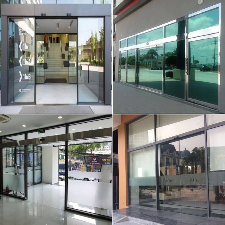 Cửa kính cường lưc mở trượt tự động, có điều khiển từ xa